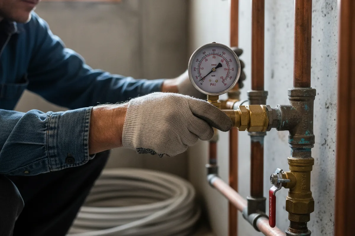 Pressure testing a repaired line during Water Line Repair in Sprague